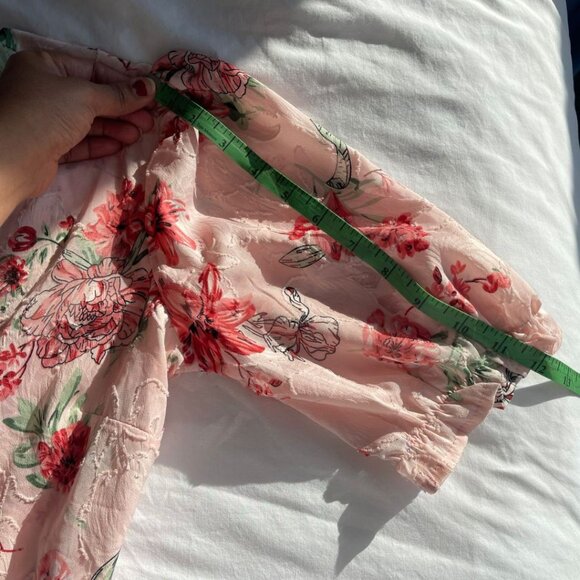 Bundle It! Max Pink Floral Print Mandarin Collar Shirt Style Women's Top Size M - Picture 9 of 9